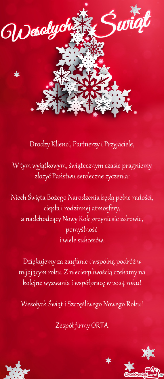 Drodzy Klienci, Partnerzy i Przyjaciele