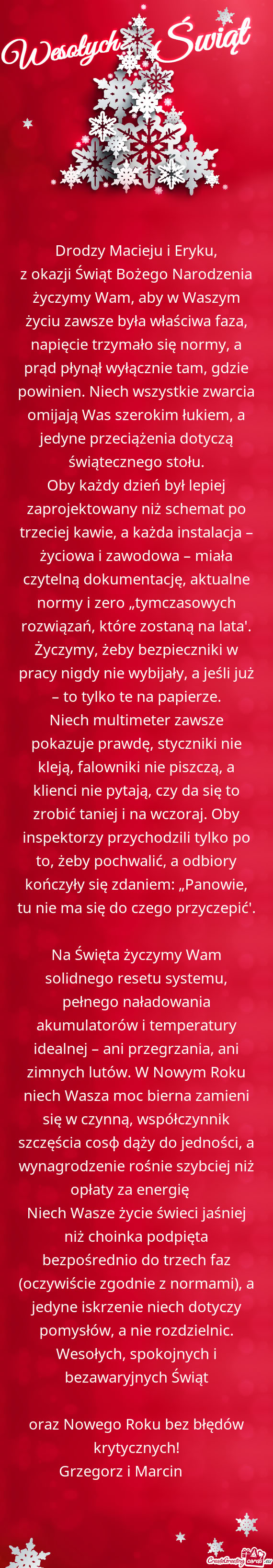 Drodzy Macieju i Eryku