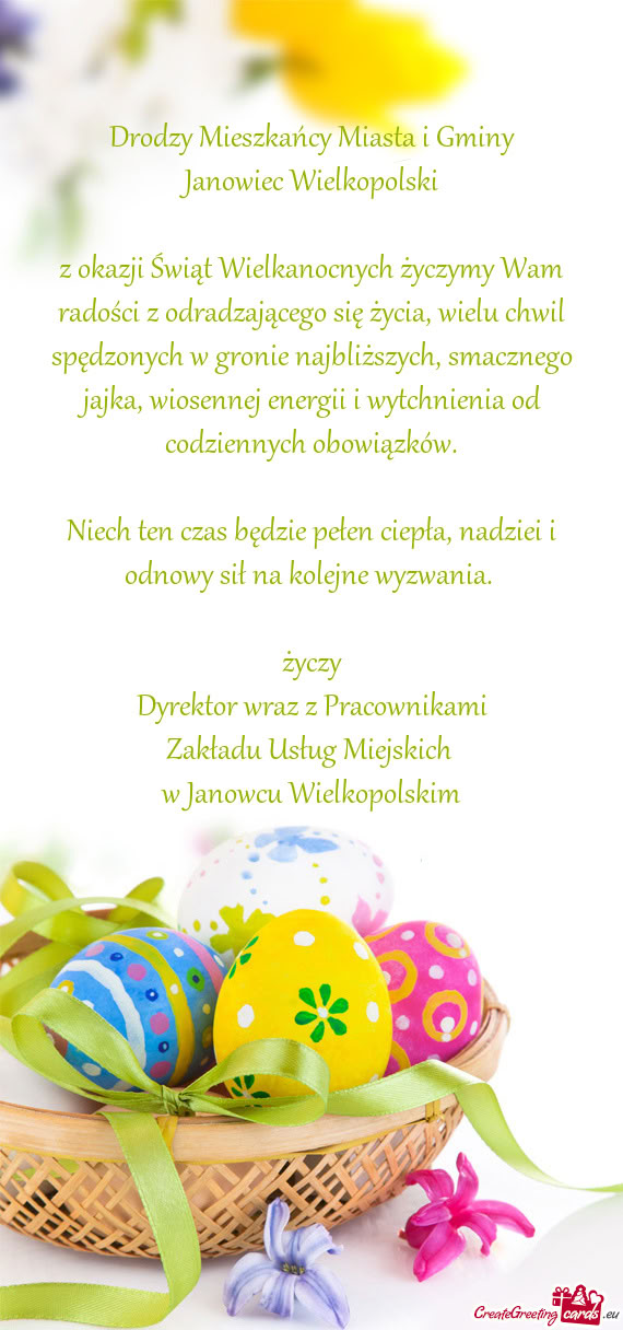 Drodzy Mieszkańcy Miasta i Gminy