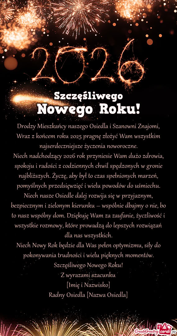 Drodzy Mieszkańcy naszego Osiedla i Szanowni Znajomi