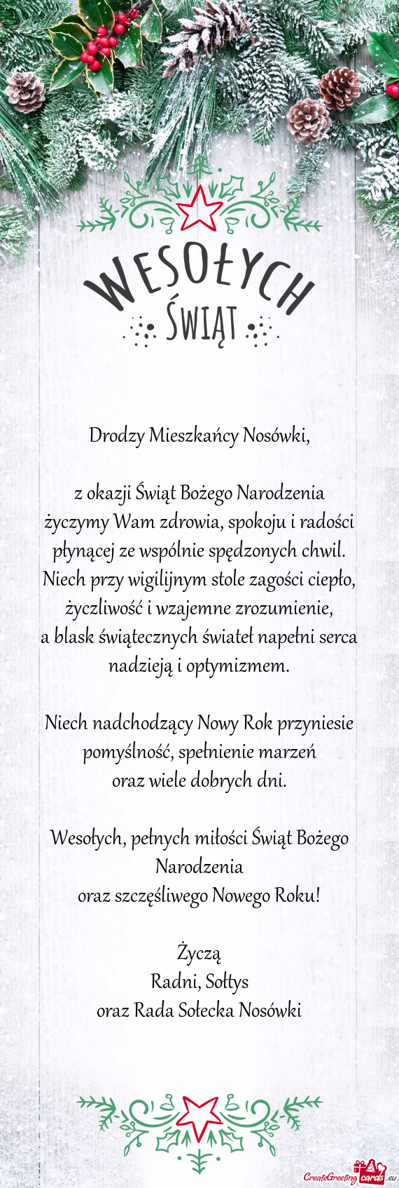 Drodzy Mieszkańcy Nosówki
