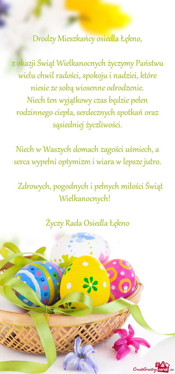 Drodzy Mieszkańcy osiedla Łękno