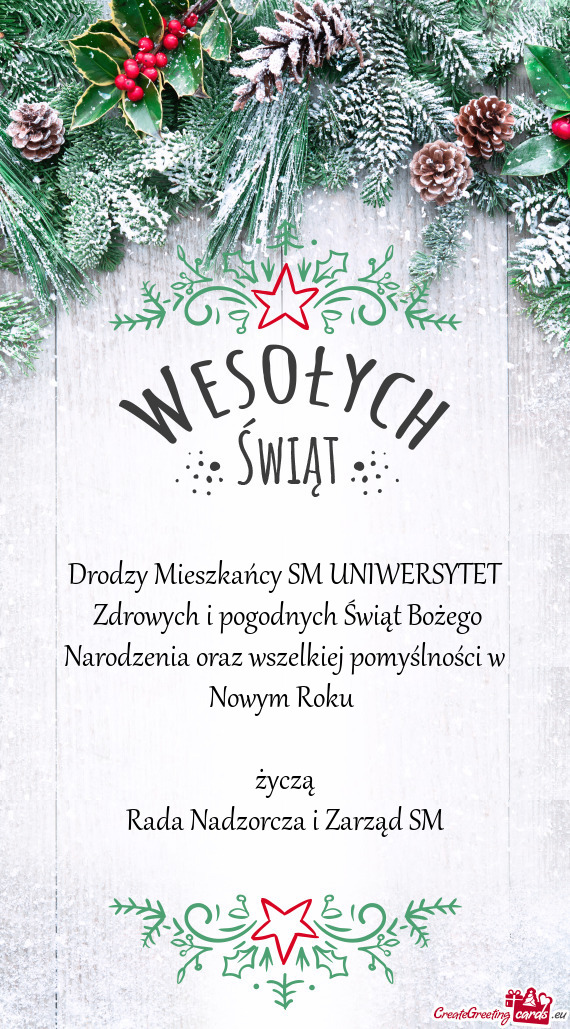 Drodzy Mieszkańcy SM UNIWERSYTET