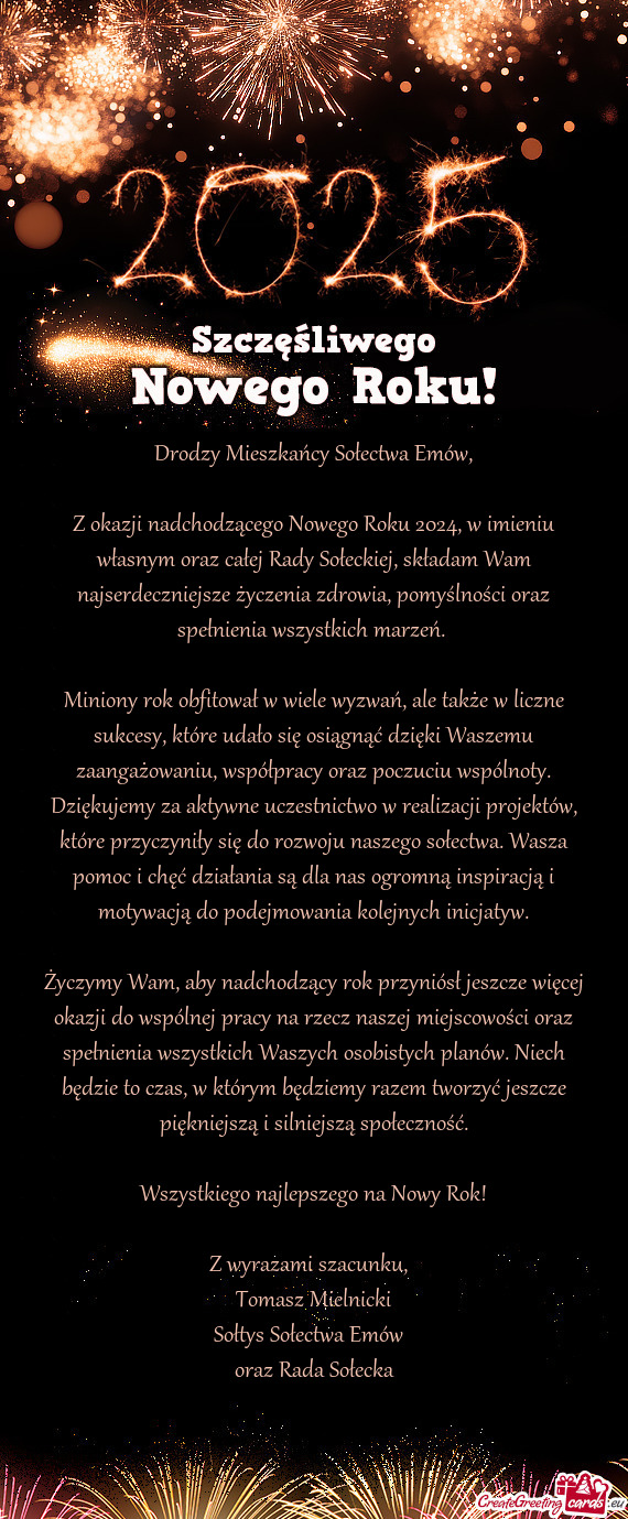 Drodzy Mieszkańcy Sołectwa Emów