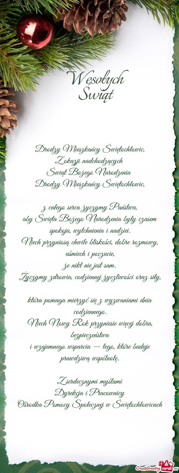 Drodzy Mieszkańcy Świętochłowic