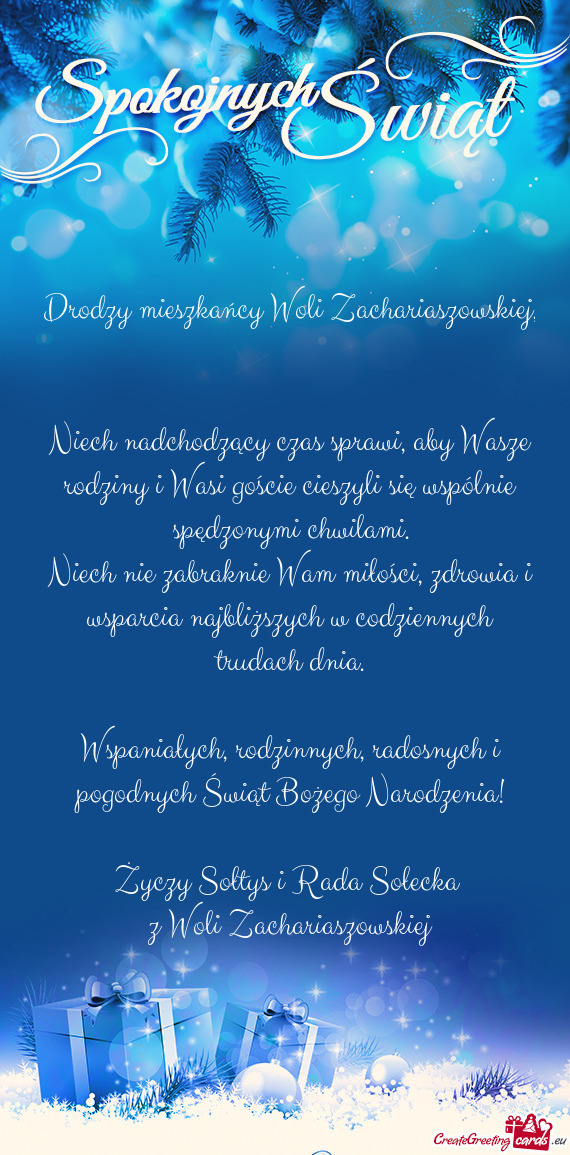 Drodzy mieszkańcy Woli Zachariaszowskiej