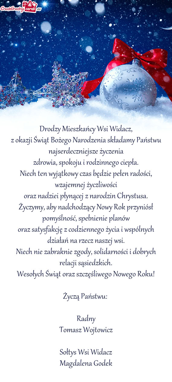 Drodzy Mieszkańcy Wsi Widacz