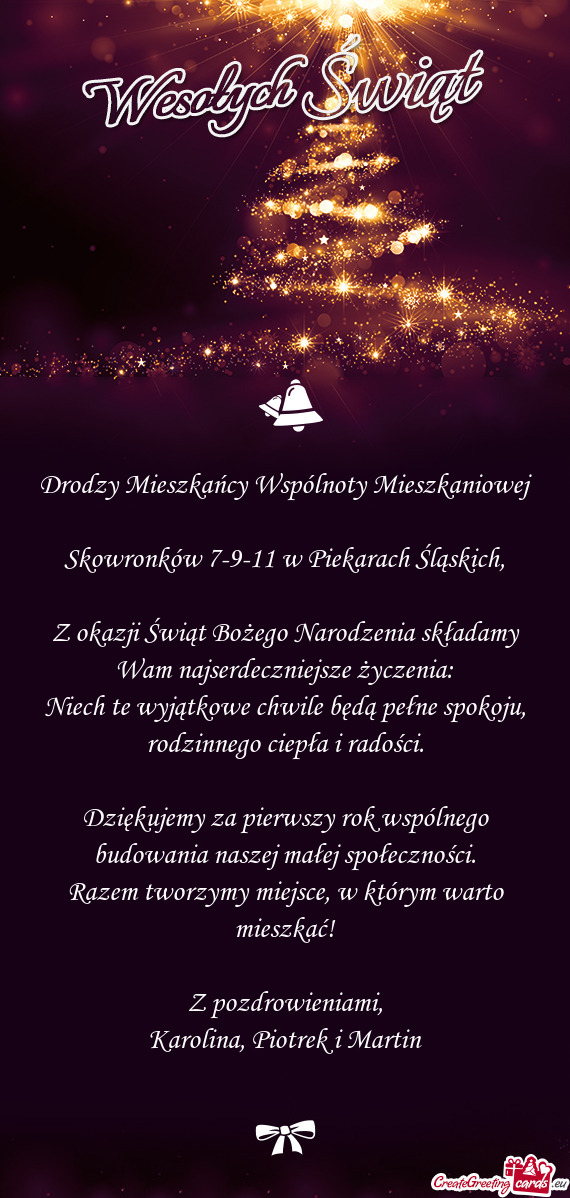 Drodzy Mieszkańcy Wspólnoty Mieszkaniowej