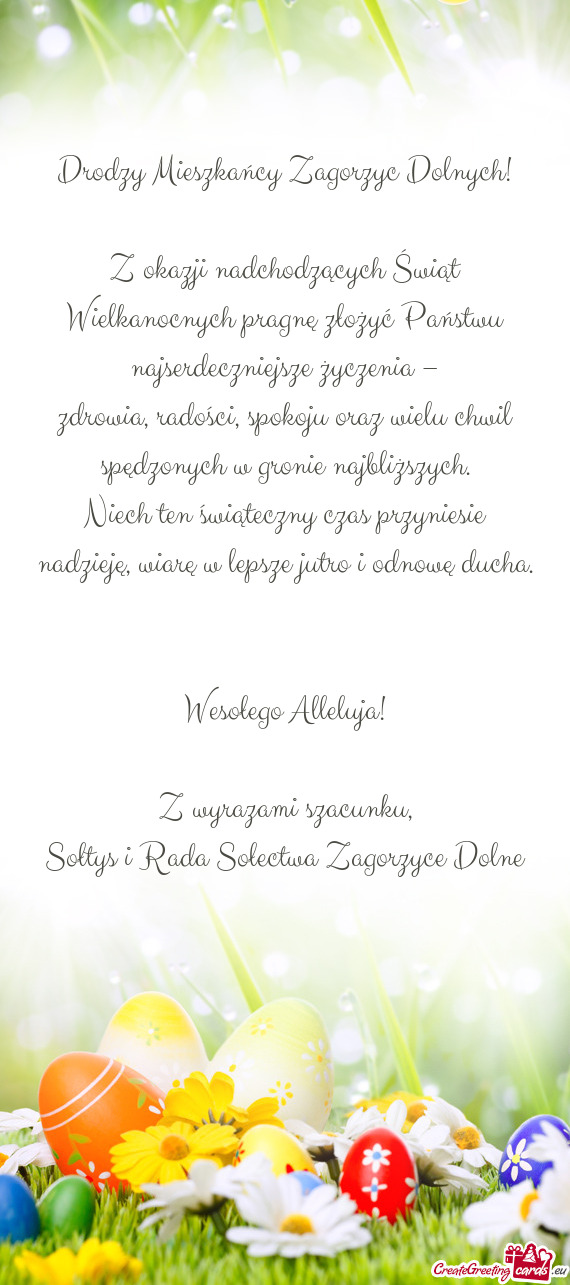 Drodzy Mieszkańcy Zagorzyc Dolnych