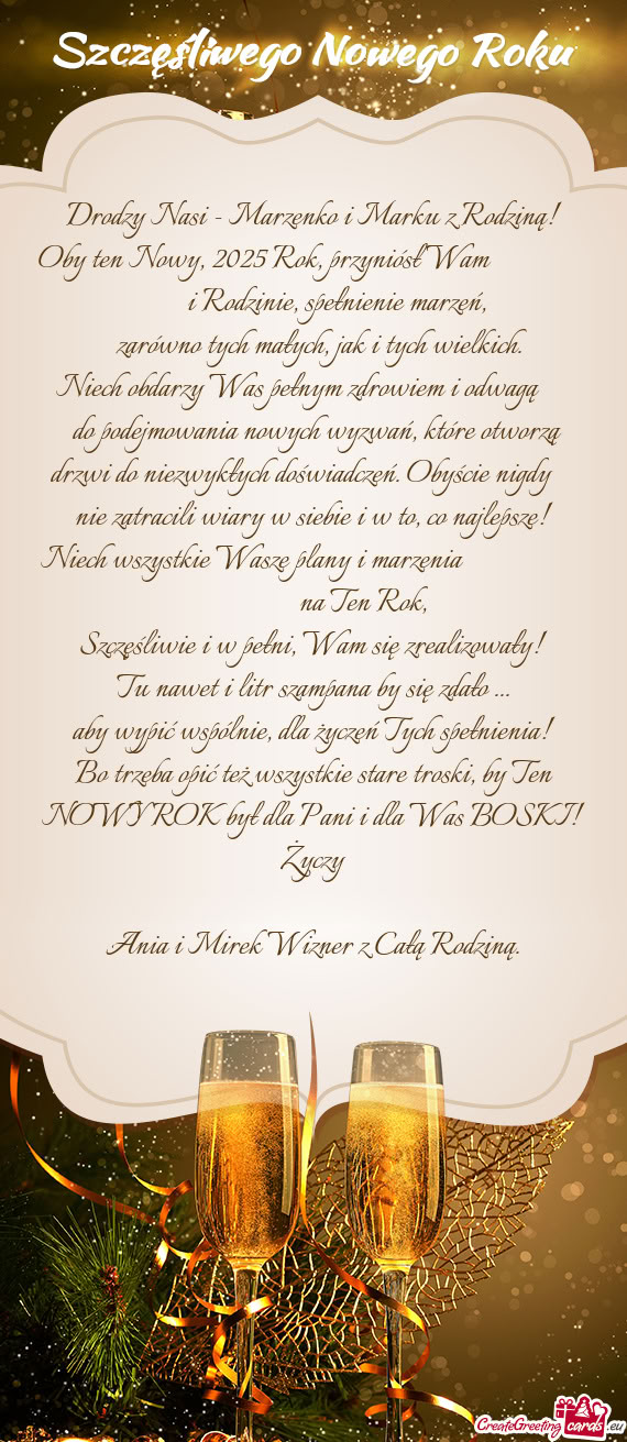 Drodzy Nasi - Marzenko i Marku z Rodziną