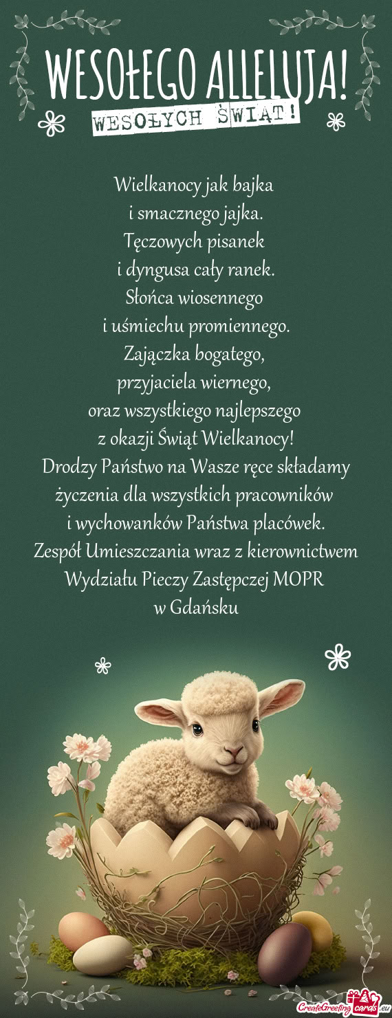 Drodzy Państwo na Wasze ręce składamy życzenia dla wszystkich pracowników