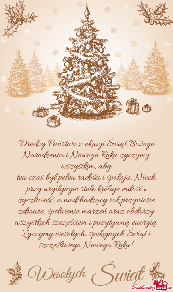 Drodzy Państwo z okazji Świąt Bożego Narodzenia i Nowego Roku życzymy wszystkim, aby