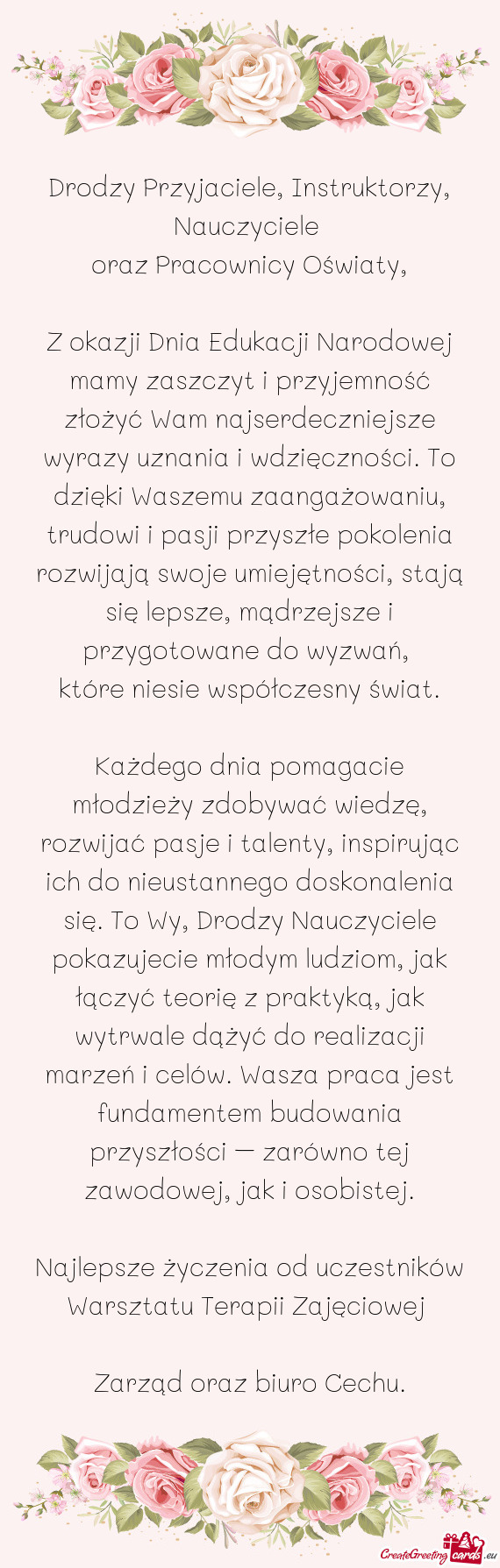 Drodzy Przyjaciele, Instruktorzy, Nauczyciele