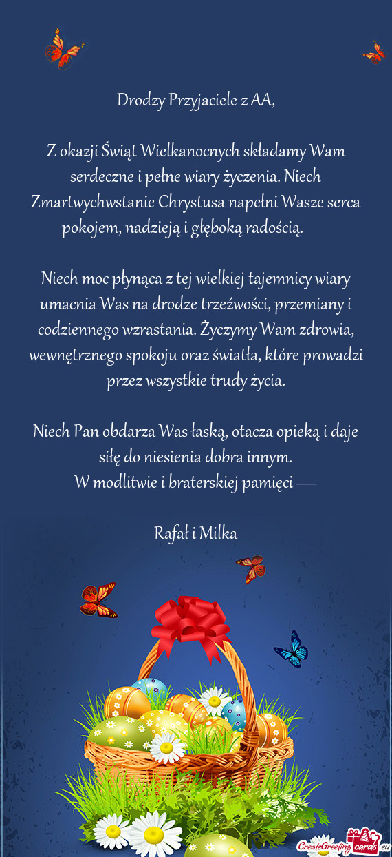 Drodzy Przyjaciele z AA