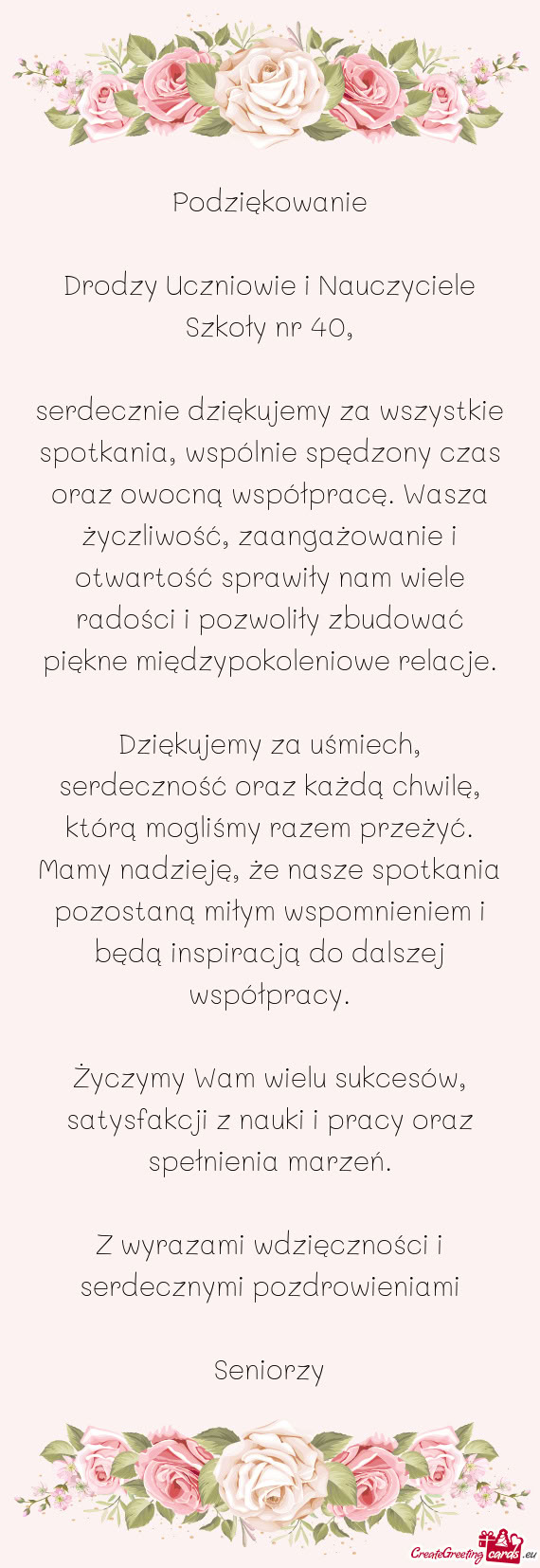 Drodzy Uczniowie i Nauczyciele Szkoły nr 40