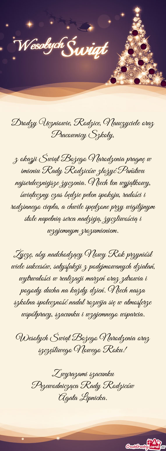 Drodzy Uczniowie, Rodzice, Nauczyciele oraz Pracownicy Szkoły