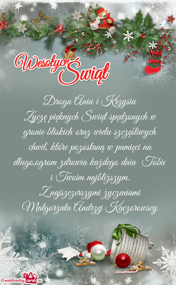 Droga Aniu i Krzysiu