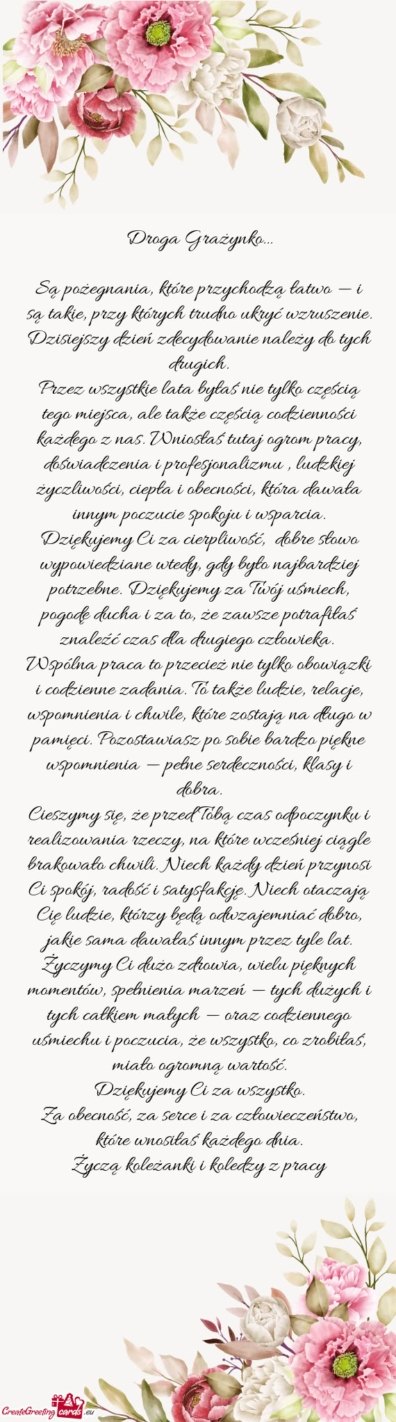 Droga Grażynko…