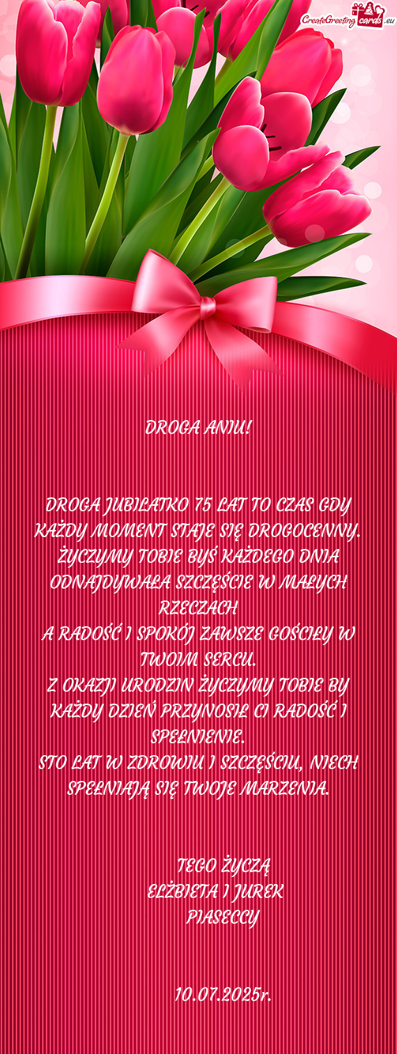 DROGA JUBILATKO 75 LAT TO CZAS GDY