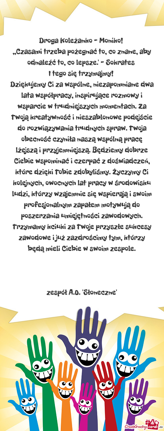 Droga Koleżanko – Moniko!