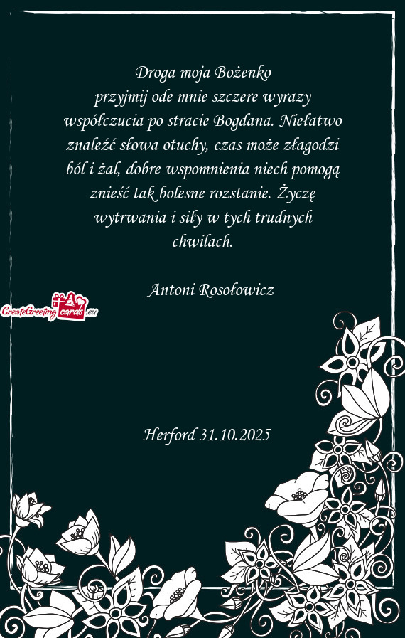 Droga moja Bożenko