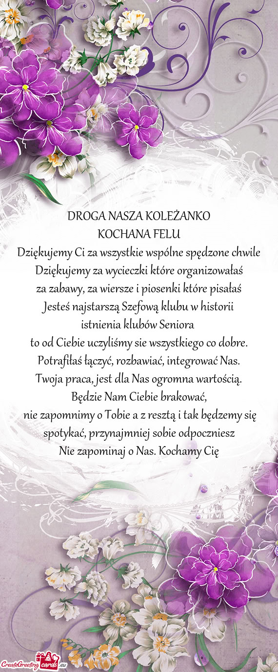 DROGA NASZA KOLEŻANKO