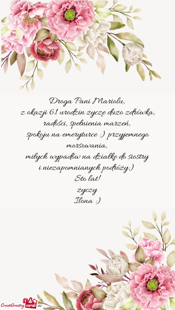 Droga Pani Mariolu