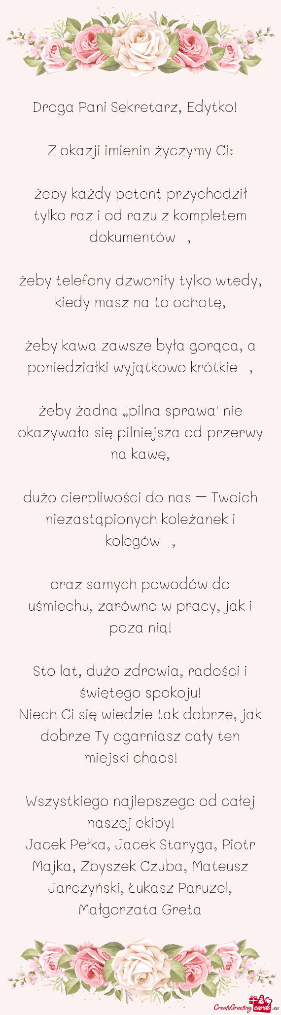 Droga Pani Sekretarz, Edytko! 🌷