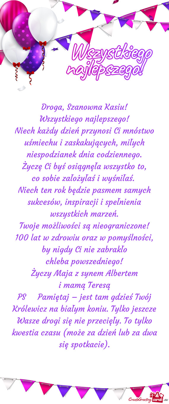 Droga, Szanowna Kasiu