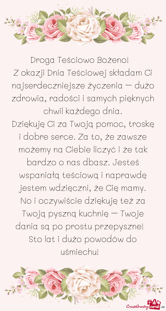 Droga Teściowo Bożeno! 🌷