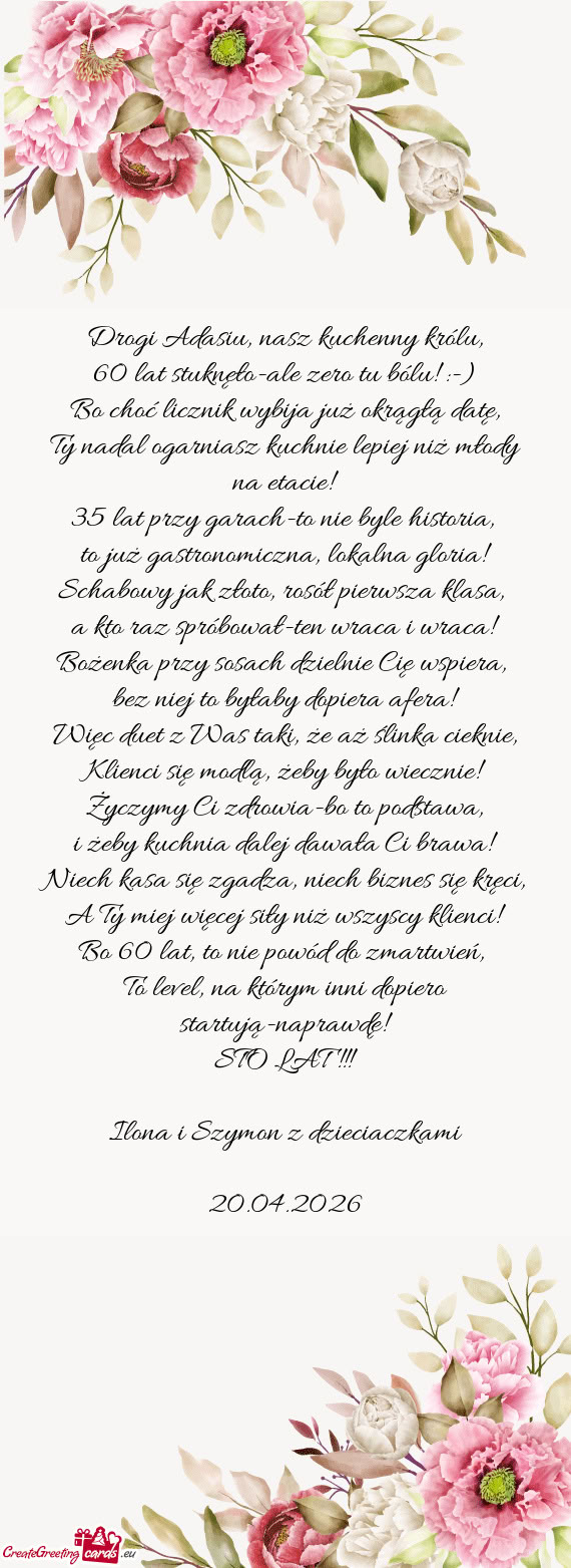 Drogi Adasiu, nasz kuchenny królu