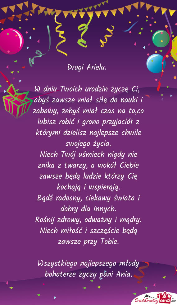 Drogi Arielu