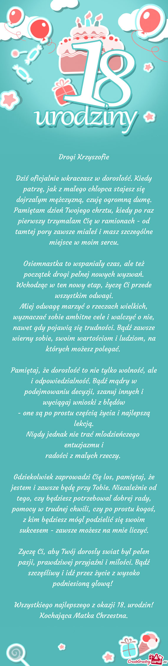 Drogi Krzyszofie