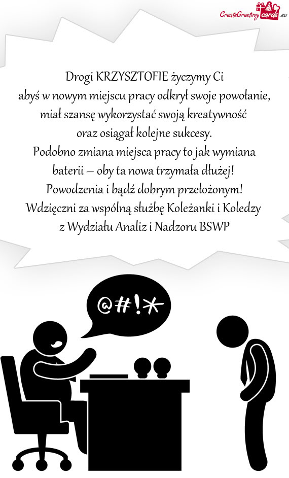 Drogi KRZYSZTOFIE życzymy Ci