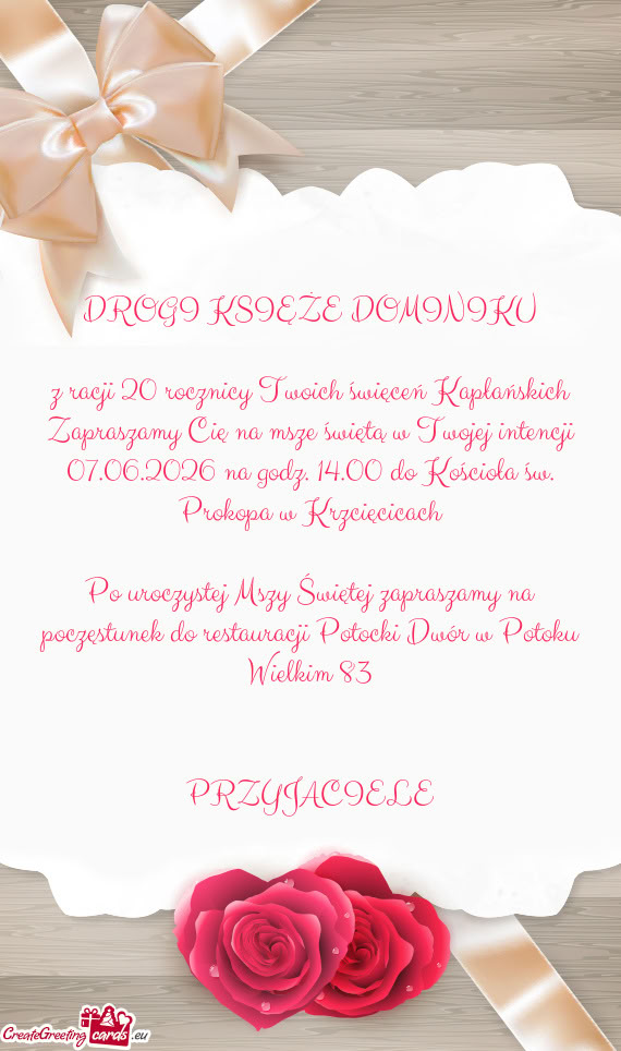 DROGI KSIĘŻE DOMINIKU