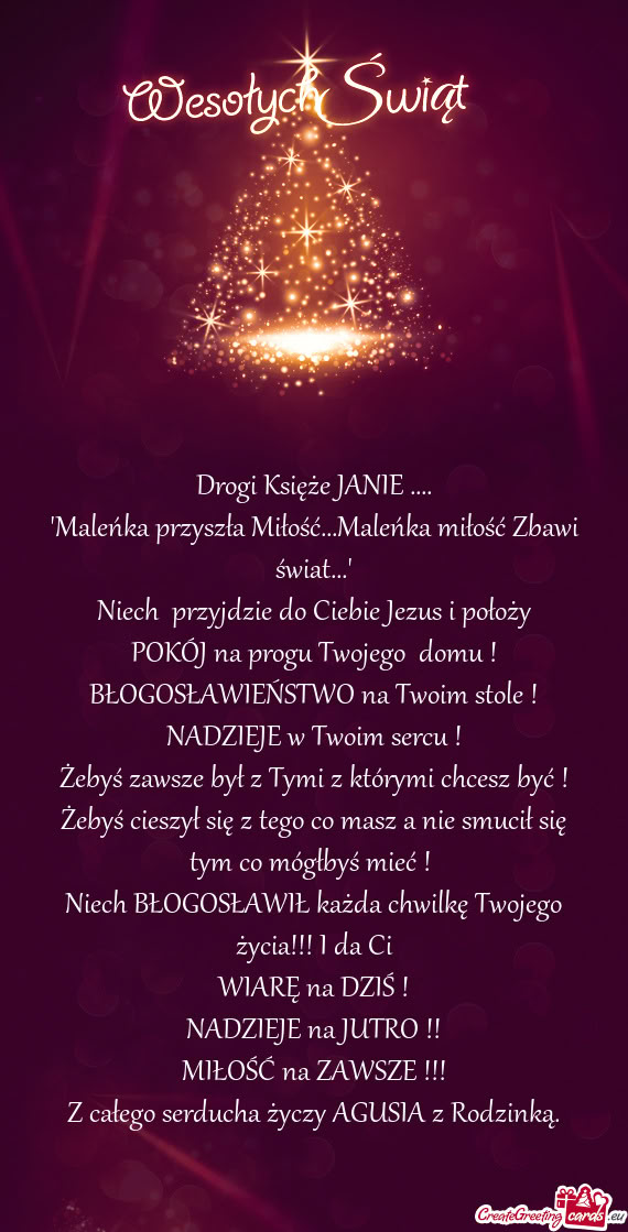 Drogi Księże JANIE