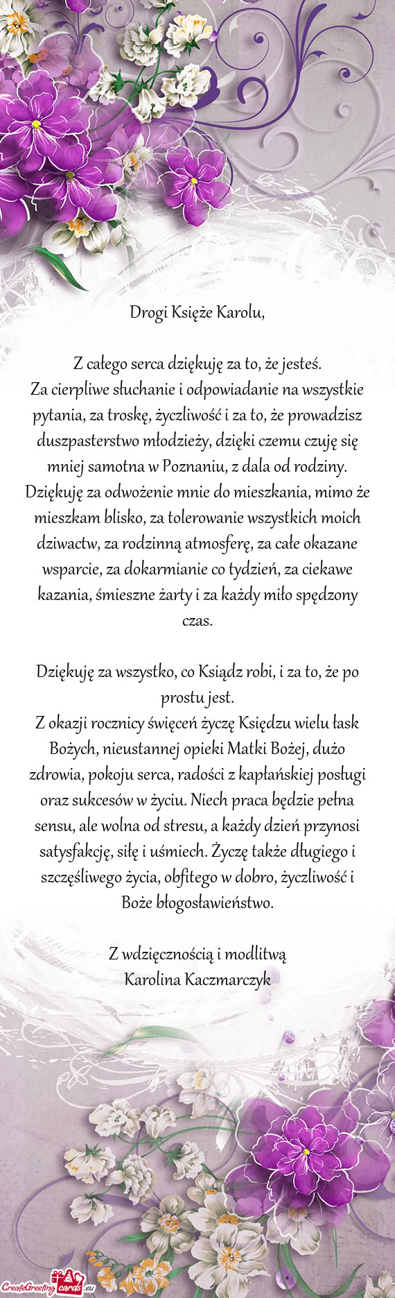 Drogi Księże Karolu