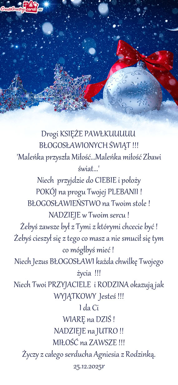 Drogi KSIĘŻE PAWŁKUUUUU BŁOGOSŁAWIONYCH ŚWIĄT !!! 