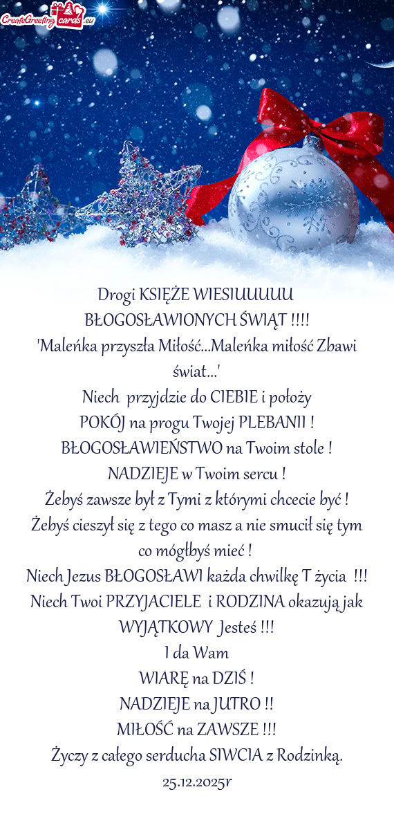 Drogi KSIĘŻE WIESIUUUUU BŁOGOSŁAWIONYCH ŚWIĄT !!!! 