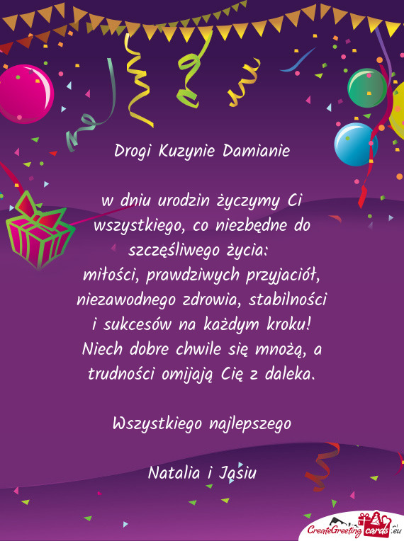 Drogi Kuzynie Damianie