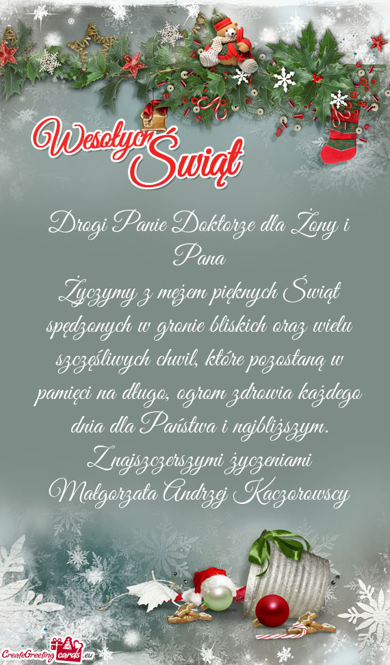 Drogi Panie Doktorze dla Żony i Pana