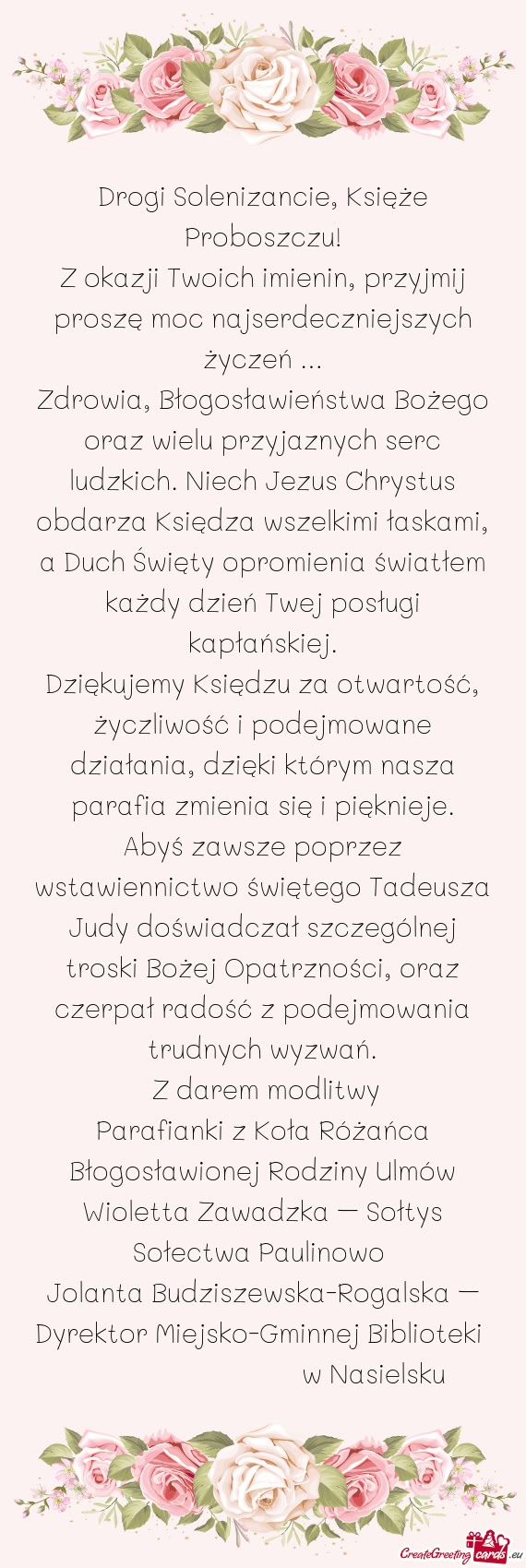 Drogi Solenizancie, Księże Proboszczu