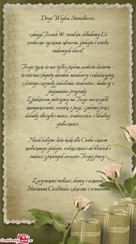 Drogi Wujku Stanisławie