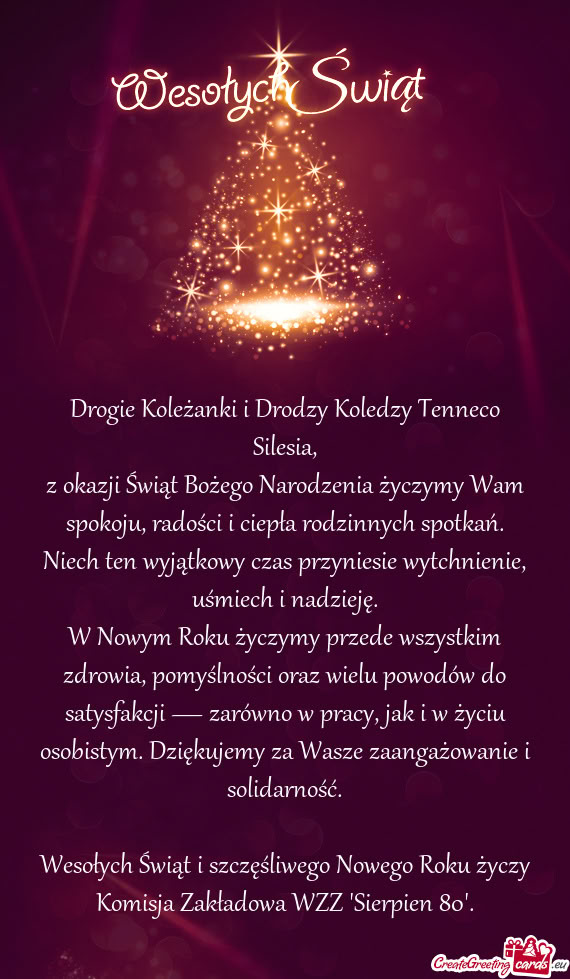 Drogie Koleżanki i Drodzy Koledzy Tenneco Silesia