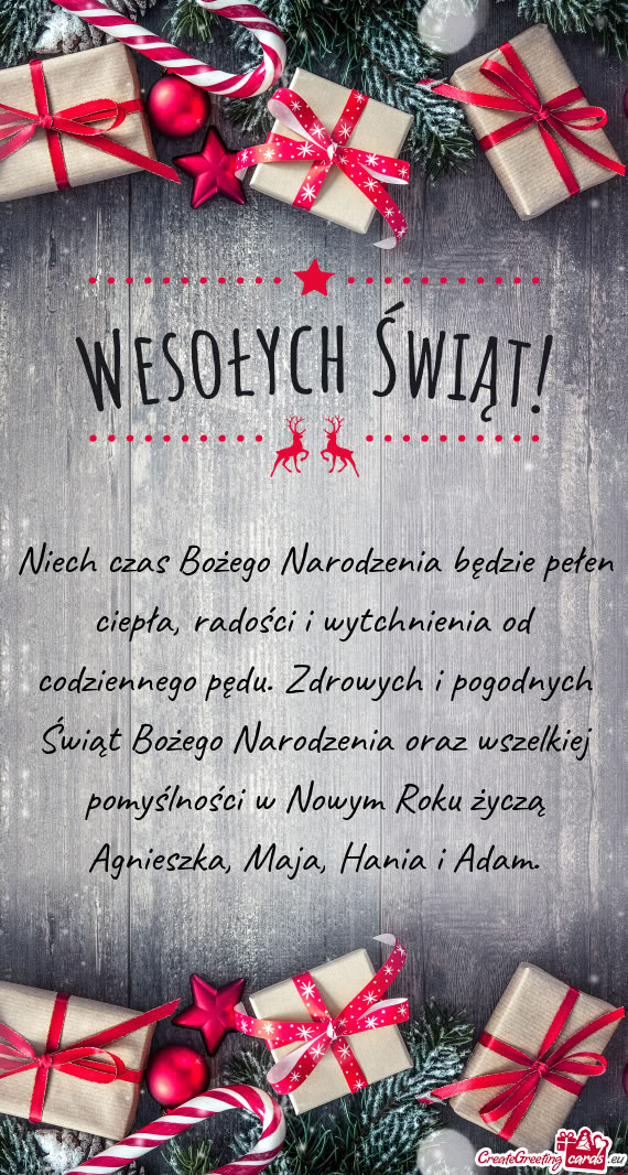 Drowych i pogodnych Świąt Bożego Narodzenia oraz wszelkiej pomyślności w Nowym Roku życzą Agn