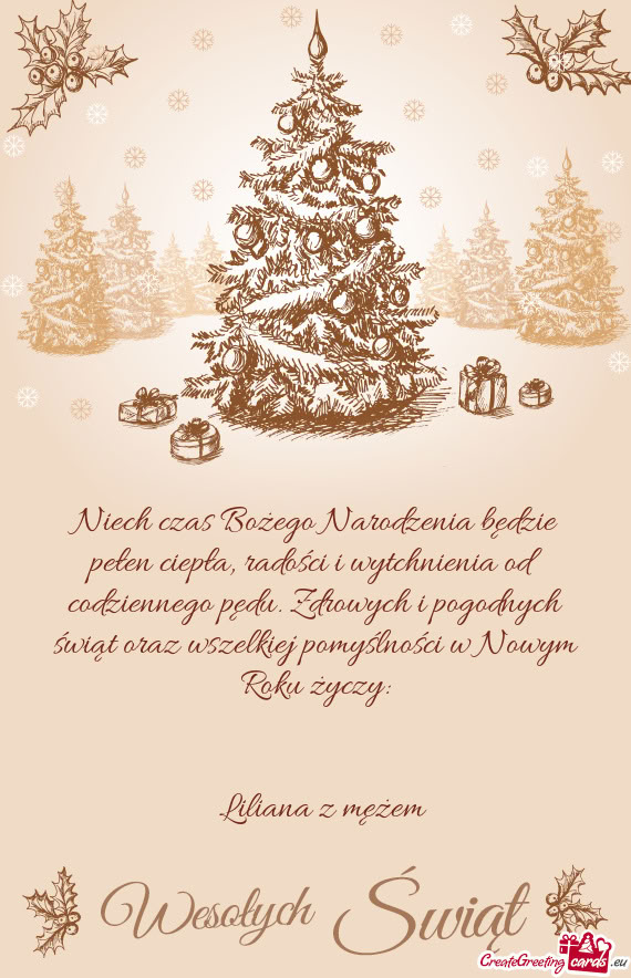 Drowych i pogodnych świąt oraz wszelkiej pomyślności w Nowym Roku życzy