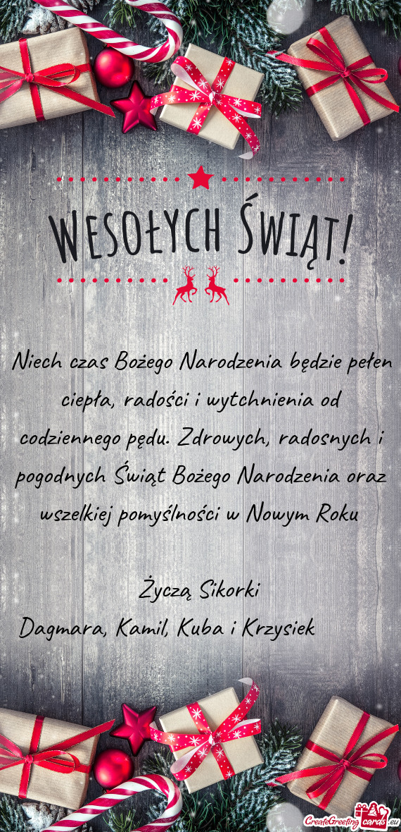 Drowych, radosnych i pogodnych Świąt Bożego Narodzenia oraz wszelkiej pomyślności w Nowym Roku