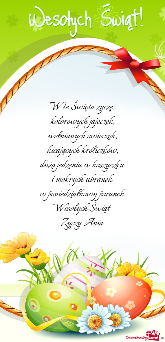 Dużo jedzenia w koszyczku i mokrych ubranek w poniedziałkowy poranek Wesołych Świąt Życ