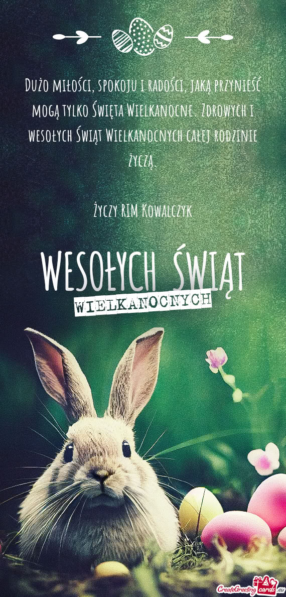 Dużo miłości, spokoju i radości, jaką przynieść mogą tylko Święta Wielkanocne. Zdrowych i