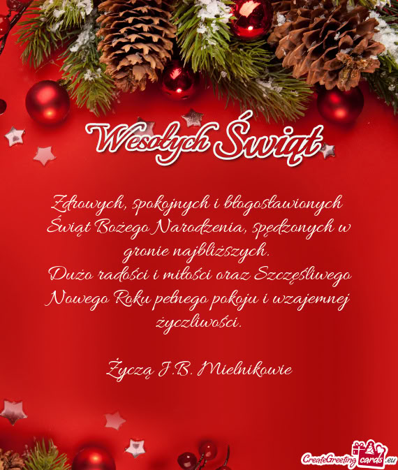 Dużo radości i miłości oraz Szczęśliwego Nowego Roku pełnego pokoju i wzajemnej życzliwości